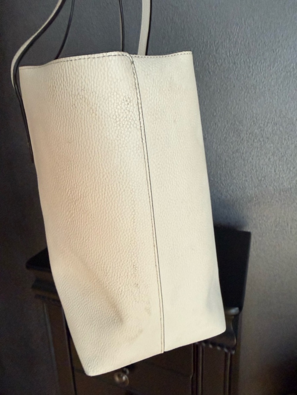 Coach Ivory Pebbled Leather Double-Handle Tote with Gold Logo - Picture 4 of 10